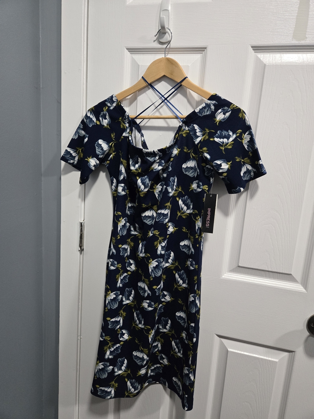 Navy Floral Off-Shoulder Dress